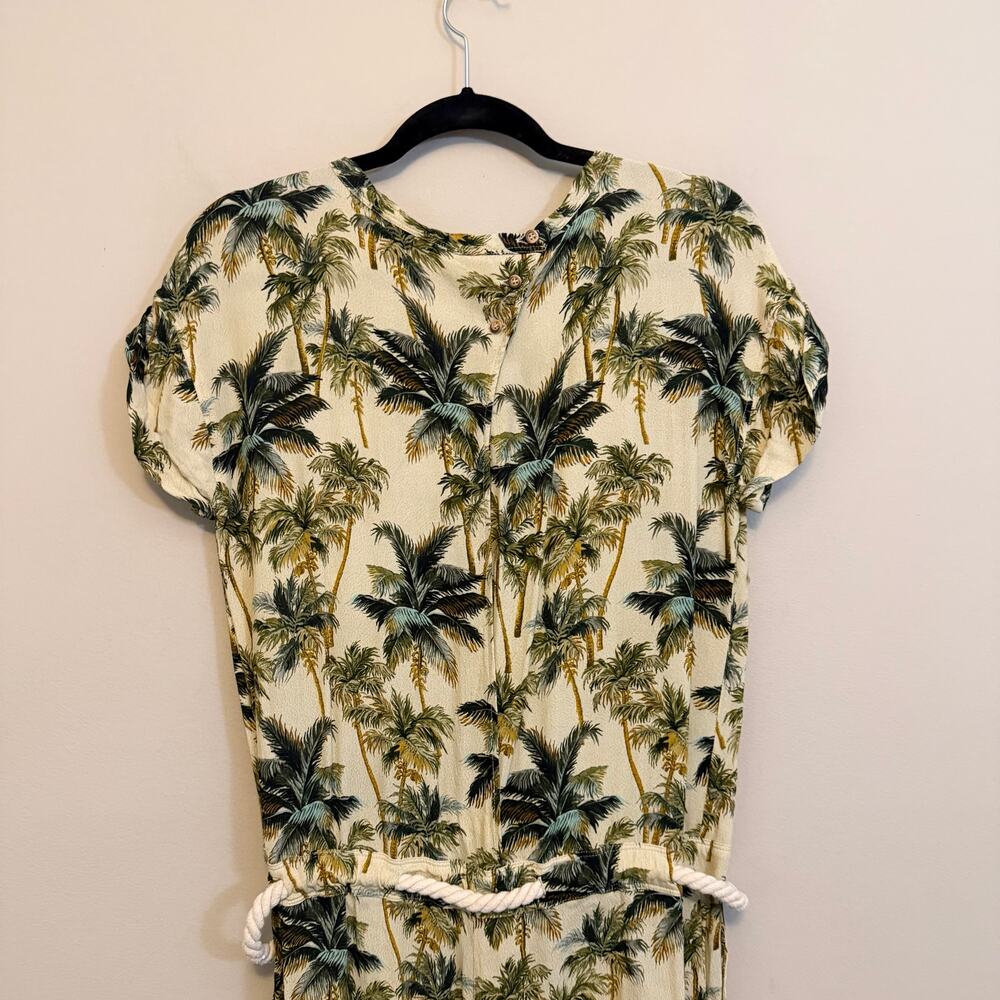 My Sunday Morning Romper M/L Green Beach Tropical Palm Tree Summer Vacation Boho - Picture 4 of 11